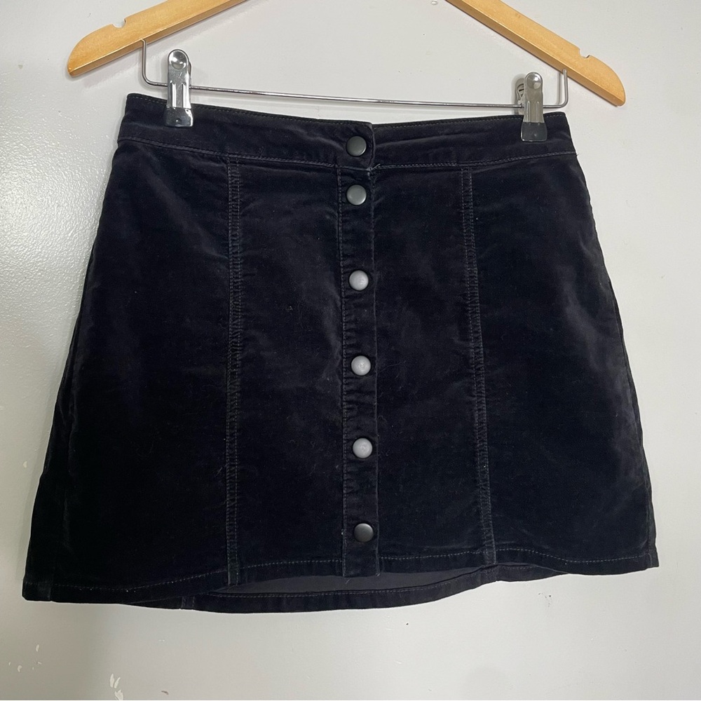Brandy Melville Black Button-Front Corduroy Mini Skirt - Picture 2 of 6